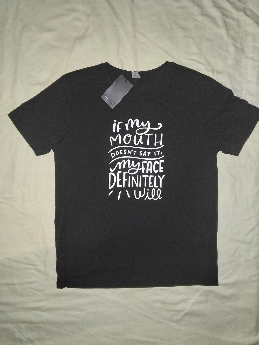 Black Short-Sleeve Black Graphic Tee by Black - White Text